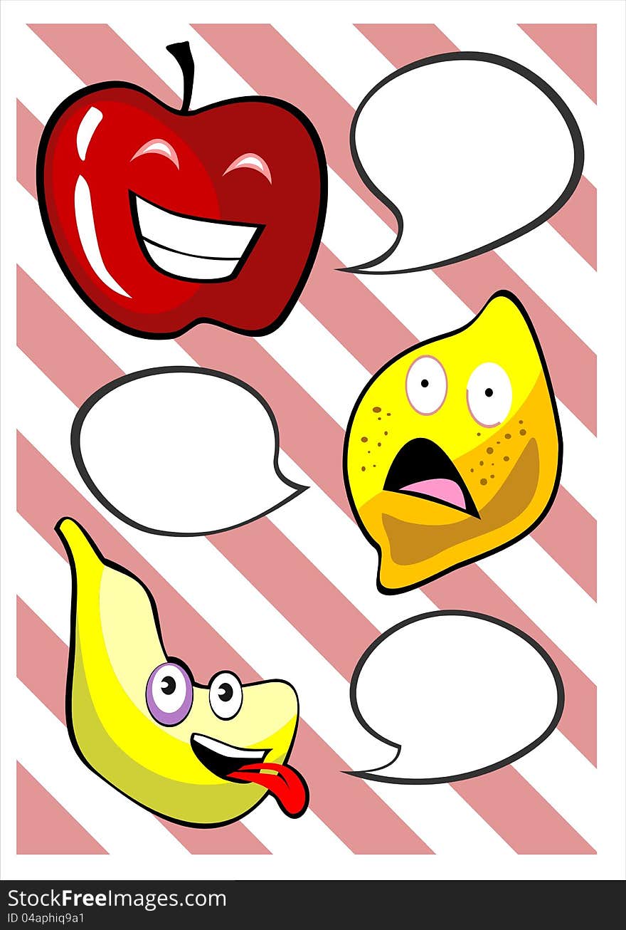 Talking Fruits With Speech Bubbles