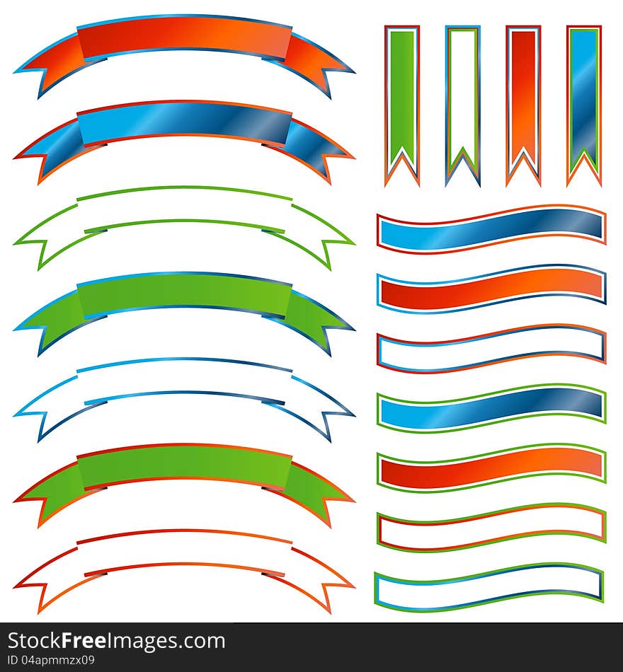 Set of multi-colored ribbons on a white background. Set of multi-colored ribbons on a white background