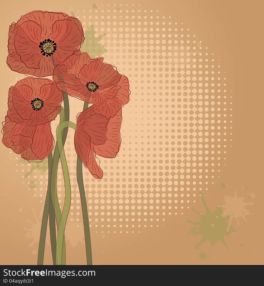 Graphic vector background with flowers. Graphic vector background with flowers