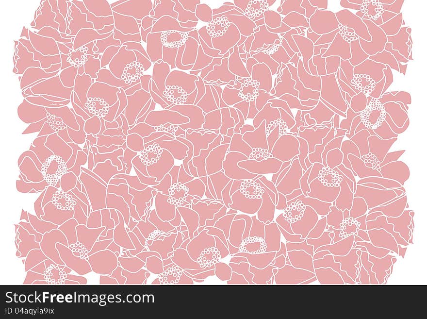 Pink vector botanical background with flowers. Pink vector botanical background with flowers