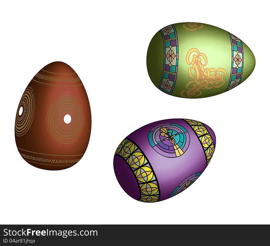 Colorful easter eggs isolated on white background