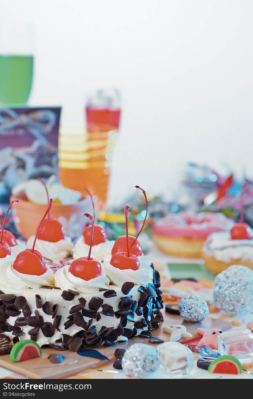 Cake, jelly and food for celebration festival