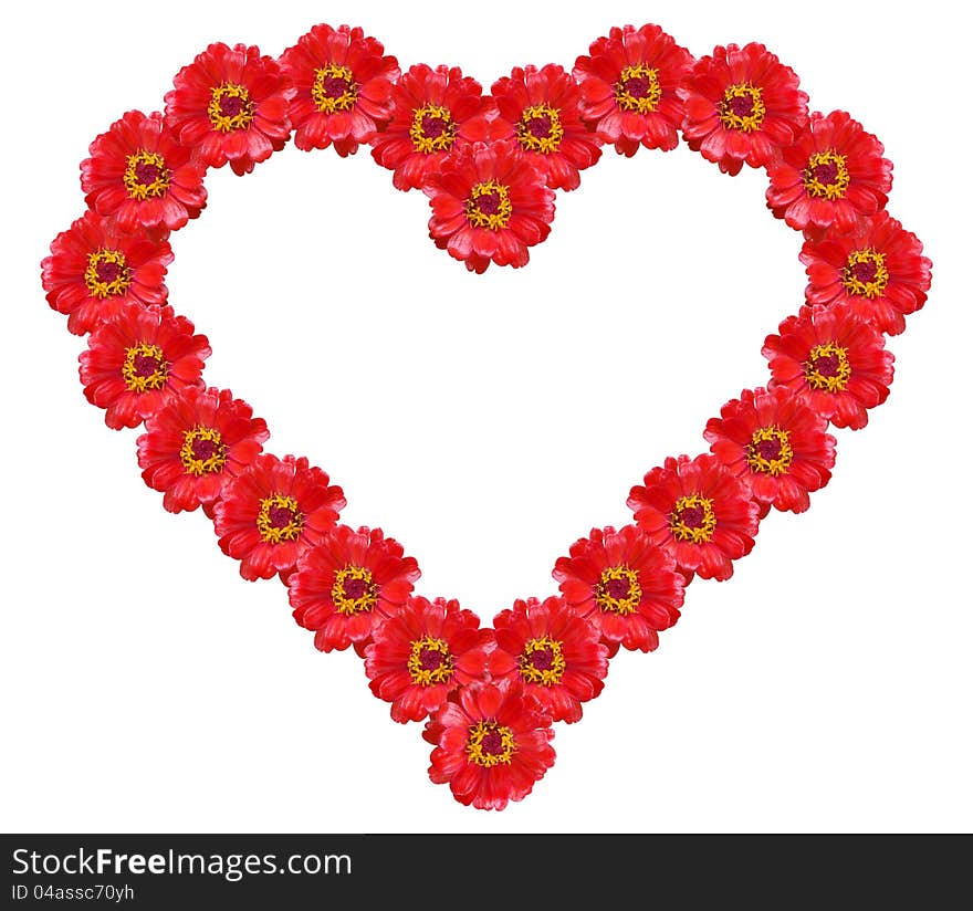 Stylised heart from red flowers. Stylised heart from red flowers