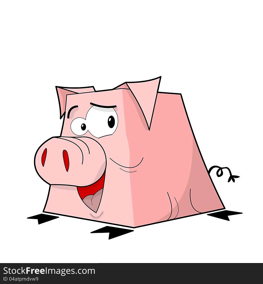 Cute square cartoon piggy cartoon. Cute square cartoon piggy cartoon