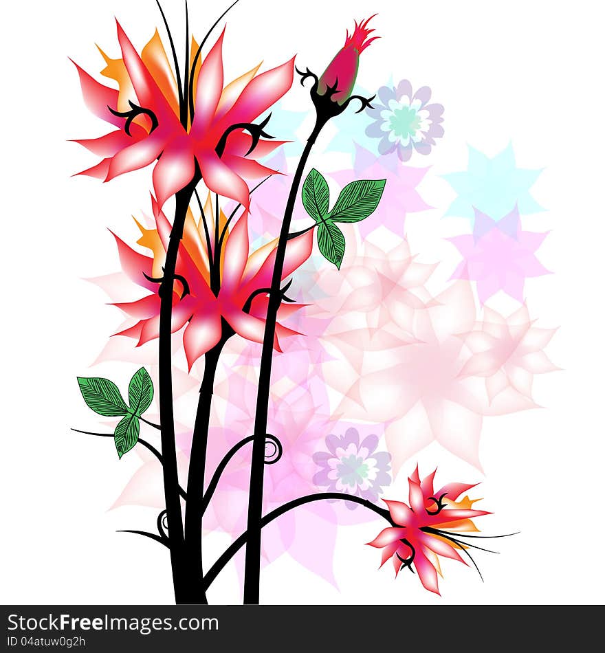 Illustration drawing of floral background. Illustration drawing of floral background