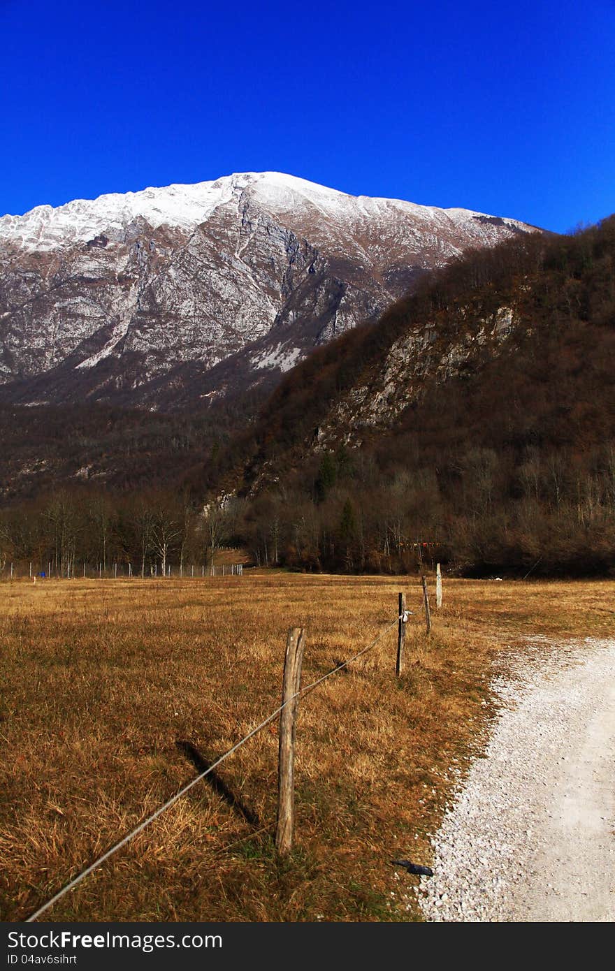 Mountain meadows, snow and sunshine in the Slovenia. Mountain meadows, snow and sunshine in the Slovenia