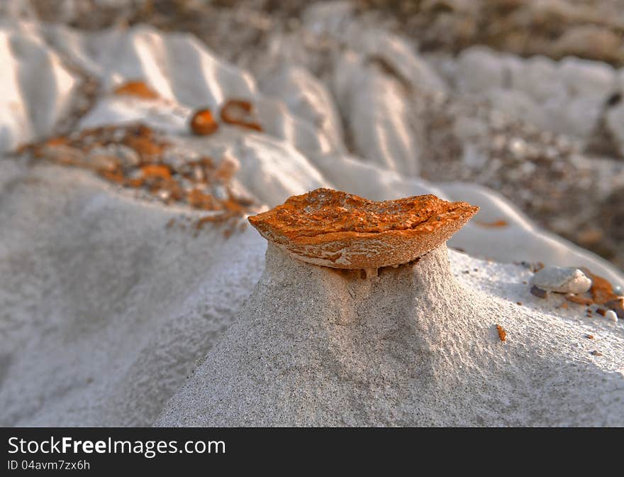 Output Ferriferous Concretions in white clay soil. Output Ferriferous Concretions in white clay soil.