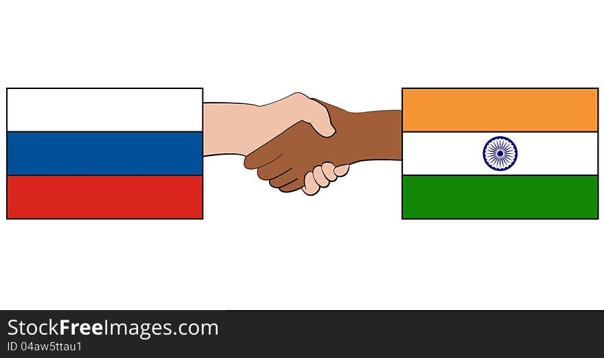 Vector illustration of partnership between Russian Federation and India