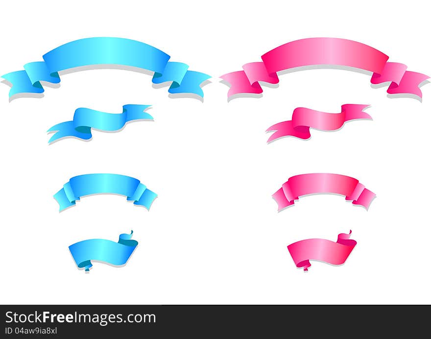 Set of pink and blue ribbons