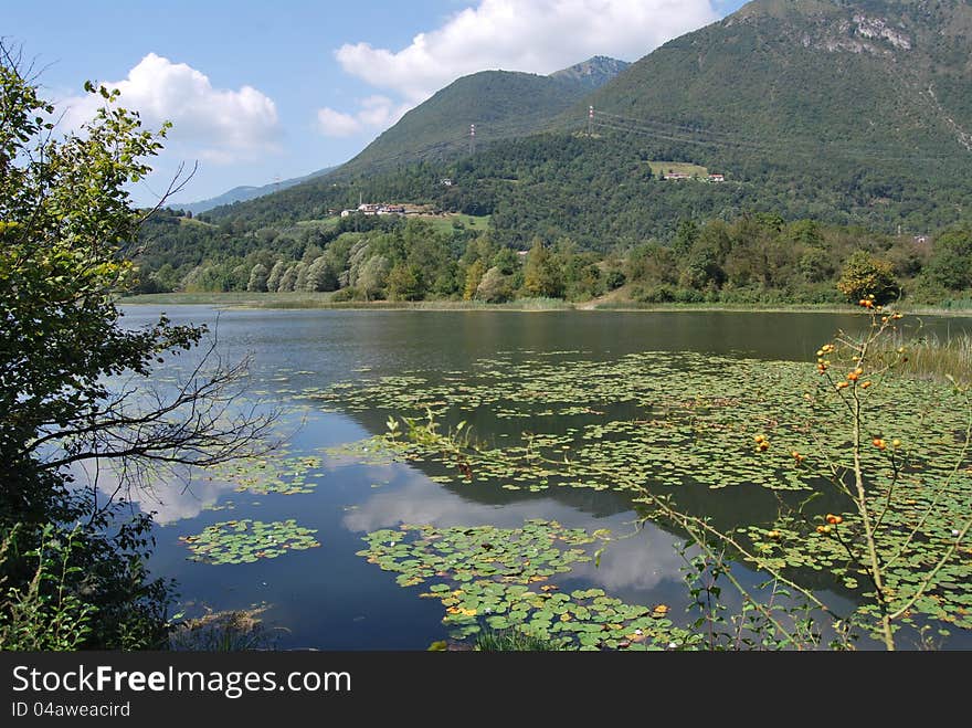 Gaiano lake northern Italy, bergamo country, glacial origin