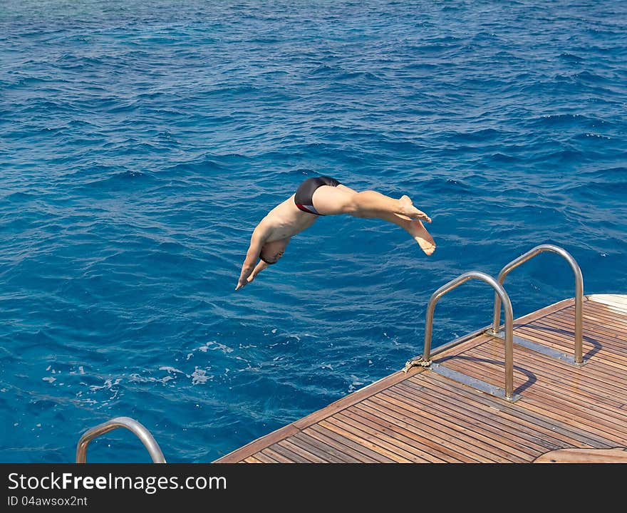 Jump in the sea. Hurghada, Egypt.