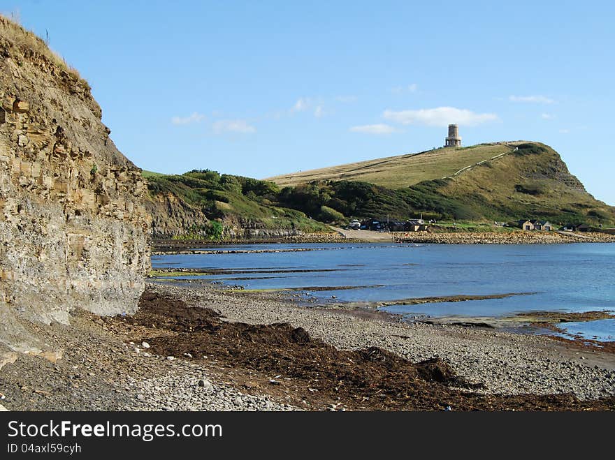 Clavell Tower with beach and sea in foreground, Jurassic Coast, Dorset