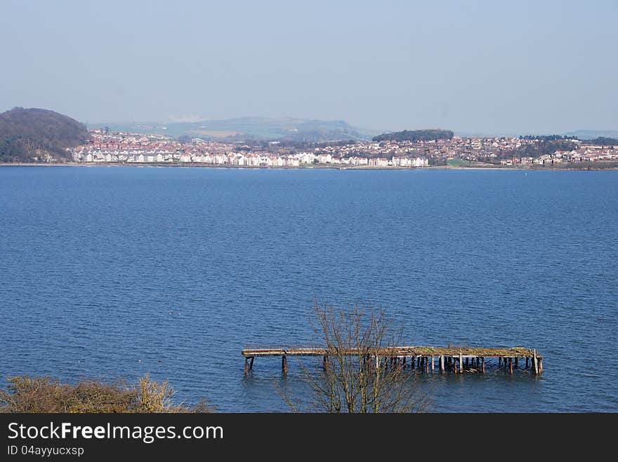 A view across the river forth to the new housing development of St Davids bay. A view across the river forth to the new housing development of St Davids bay