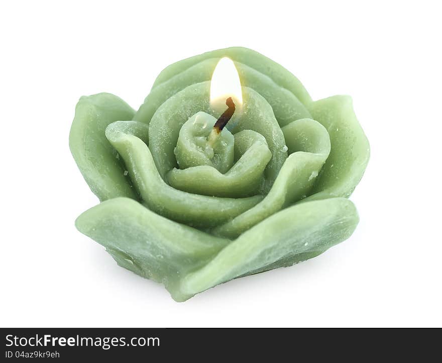 Handmade wax green candle, aromatic