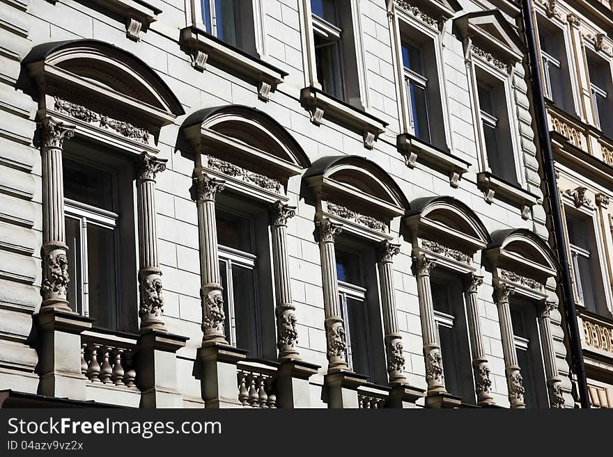 Close detail of windows from Prague