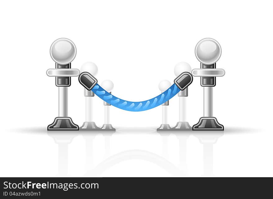 Vector illustration of rope barrier on white background.