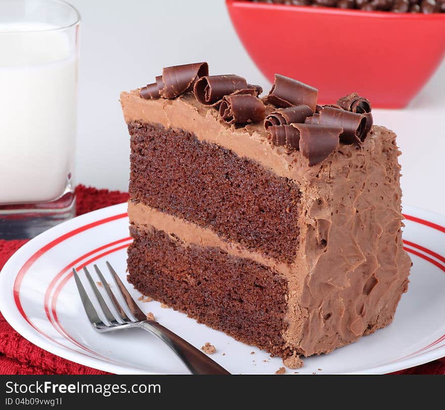 Chocolate Cake and Glass of Milk