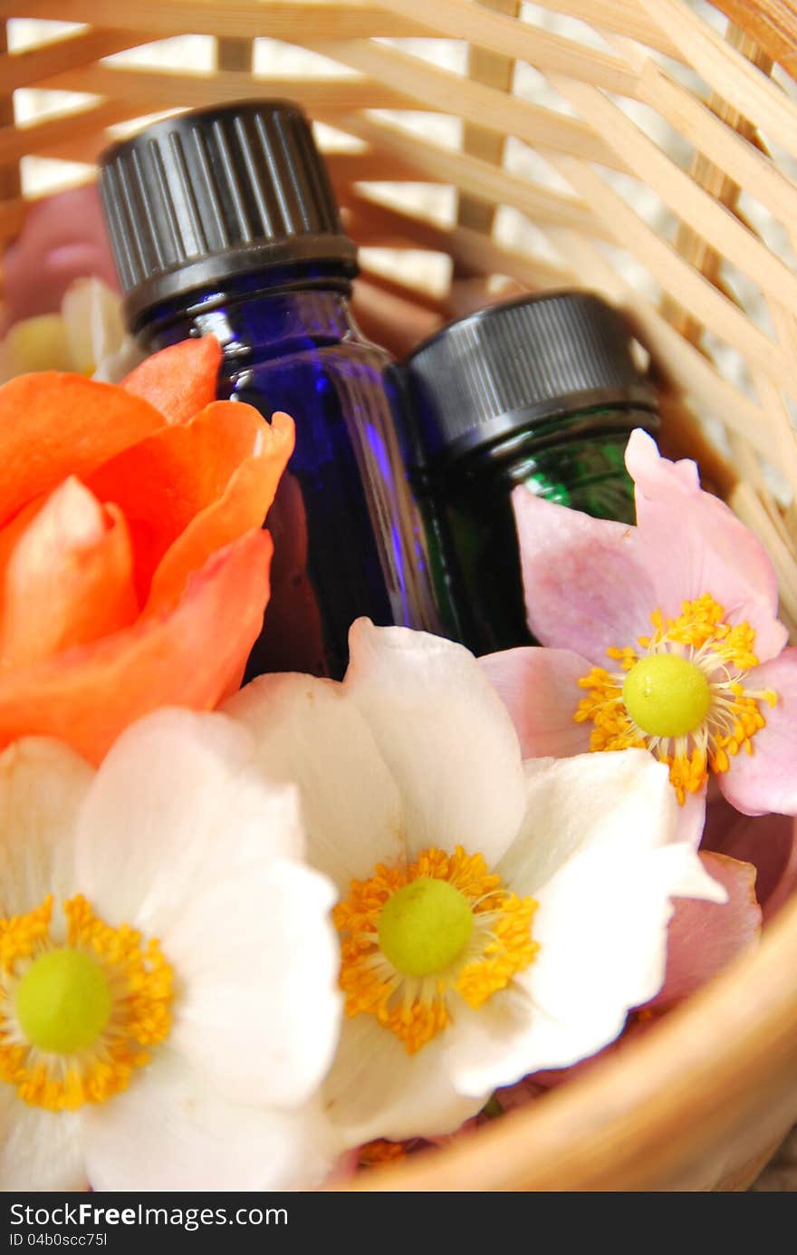 Essential oils with flower anemone. Essential oils with flower anemone