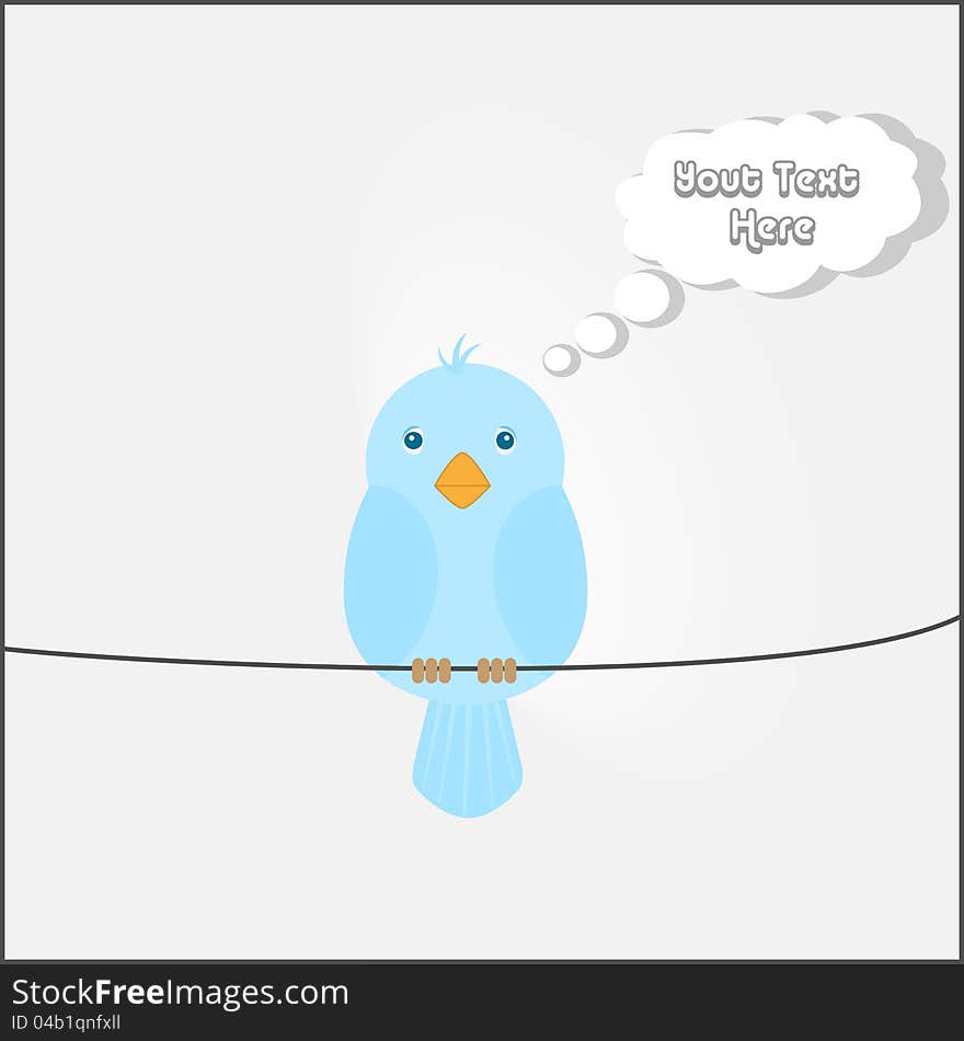 Cute blue bird sitting on wire thinking. Cute blue bird sitting on wire thinking