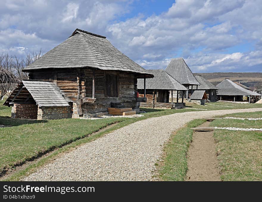 Traditional household made by wood from maramures land of romania - northern transylvania