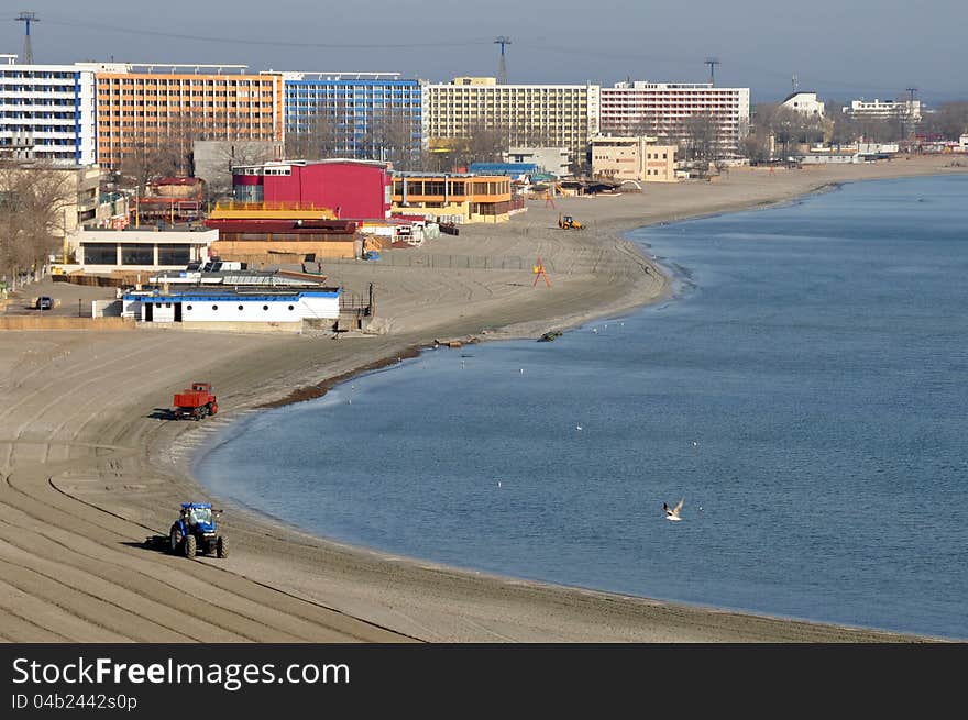 Perla coast in Constanta on the sea side in Romanian resort Mamaia