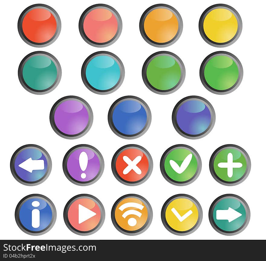 Round buttons set with basic web icons. Round buttons set with basic web icons