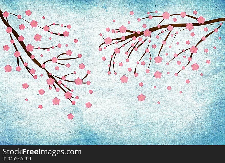 Illustration of a grunge Cherry blossom abstract background