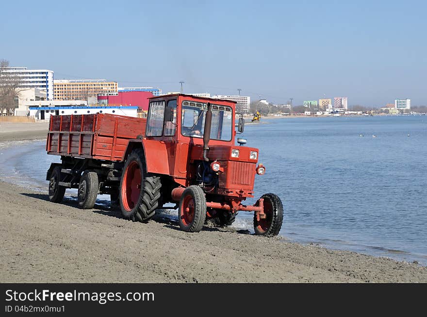 Tractor On Beach