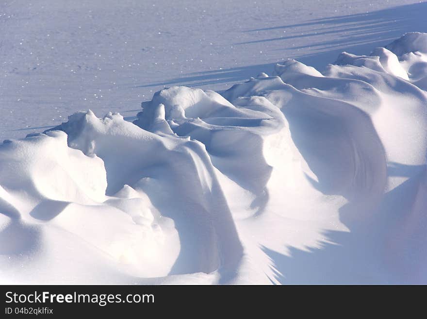 Snowdrifts. Winter.