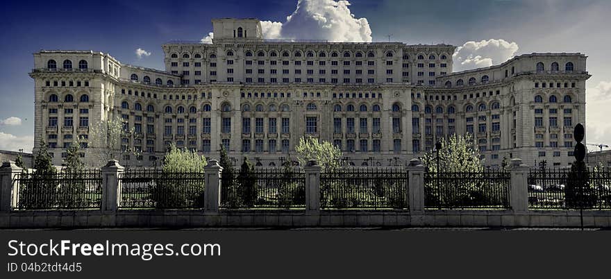 The Parliament House, Bucharest, Romania also known as People House- north side view