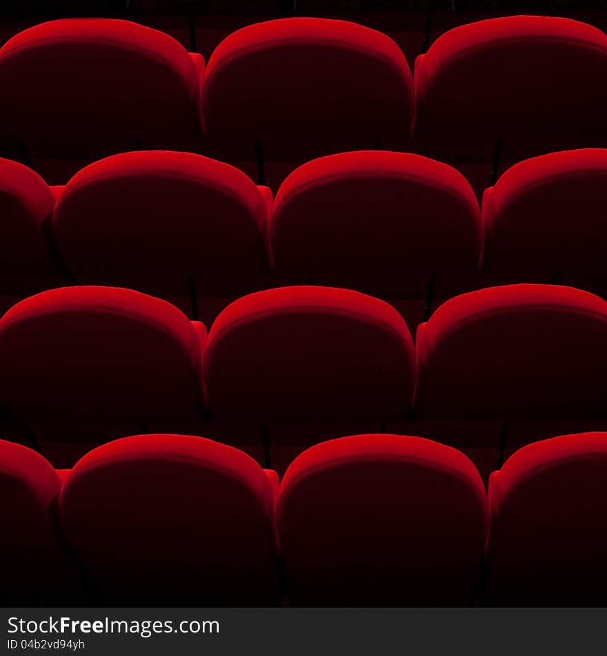 Red cinema or theater empty seats. Red cinema or theater empty seats