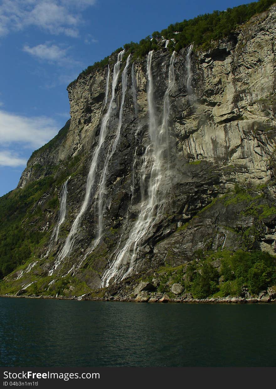 Falls of Geiranger fjord. West of Norway. Falls of Geiranger fjord. West of Norway.