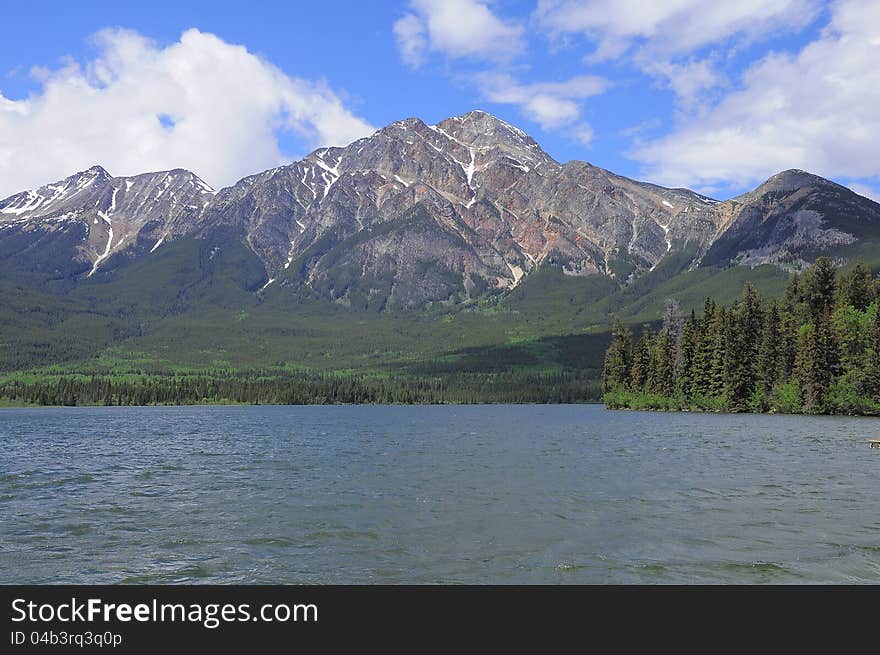 Pyramid mountain & Pyramid lake. Jasper National park. Canada. Pyramid mountain & Pyramid lake. Jasper National park. Canada.