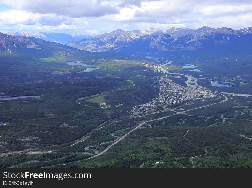 View from Whistlers mountain. Jasper National park. Canada. View from Whistlers mountain. Jasper National park. Canada.