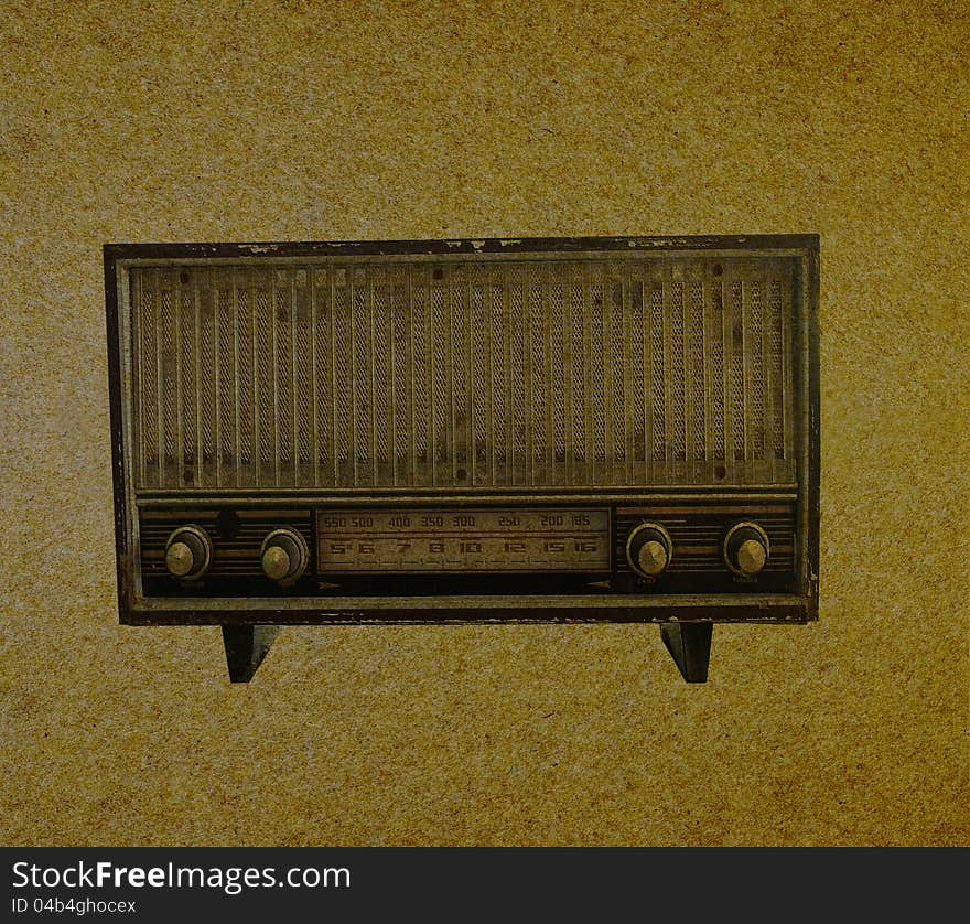 Radio retro on grunge paper background