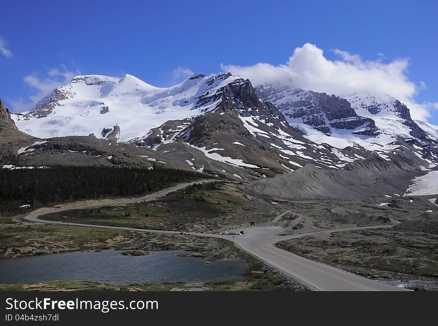 Going by Icefield parkway. Banff National park. Canada. Going by Icefield parkway. Banff National park. Canada.