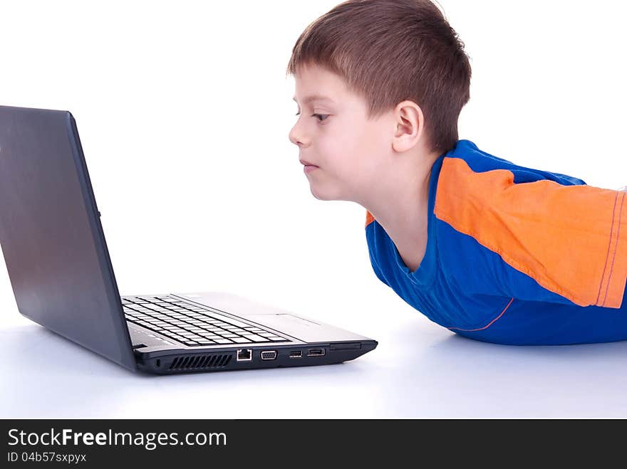 A child plays with a notebook