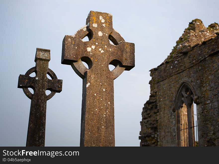 Stone crosses and Athenry Dominican Friary detail,found at 1241,. Stone crosses and Athenry Dominican Friary detail,found at 1241,