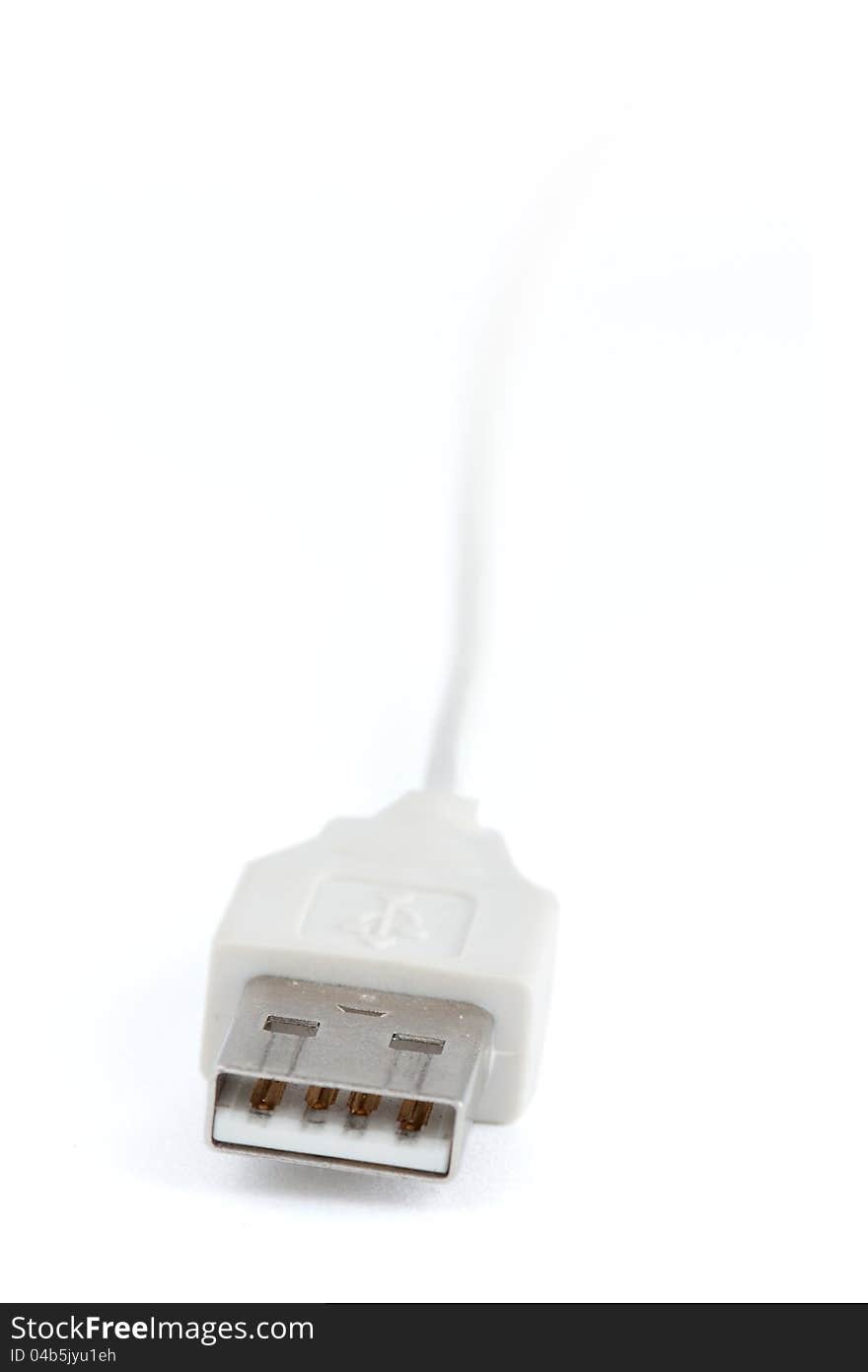 White USB plug on a white background