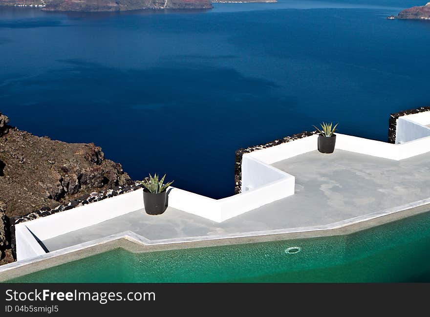 Caldera view from Imerovigli at Santorini island in Greece