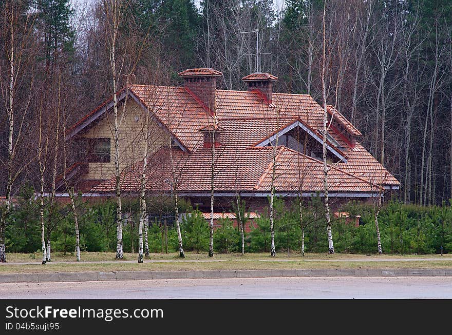 Posh big house in forest alone with trees. Posh big house in forest alone with trees