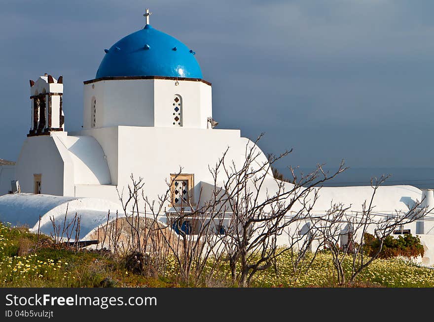 Scenic church at Santorini island, Greece