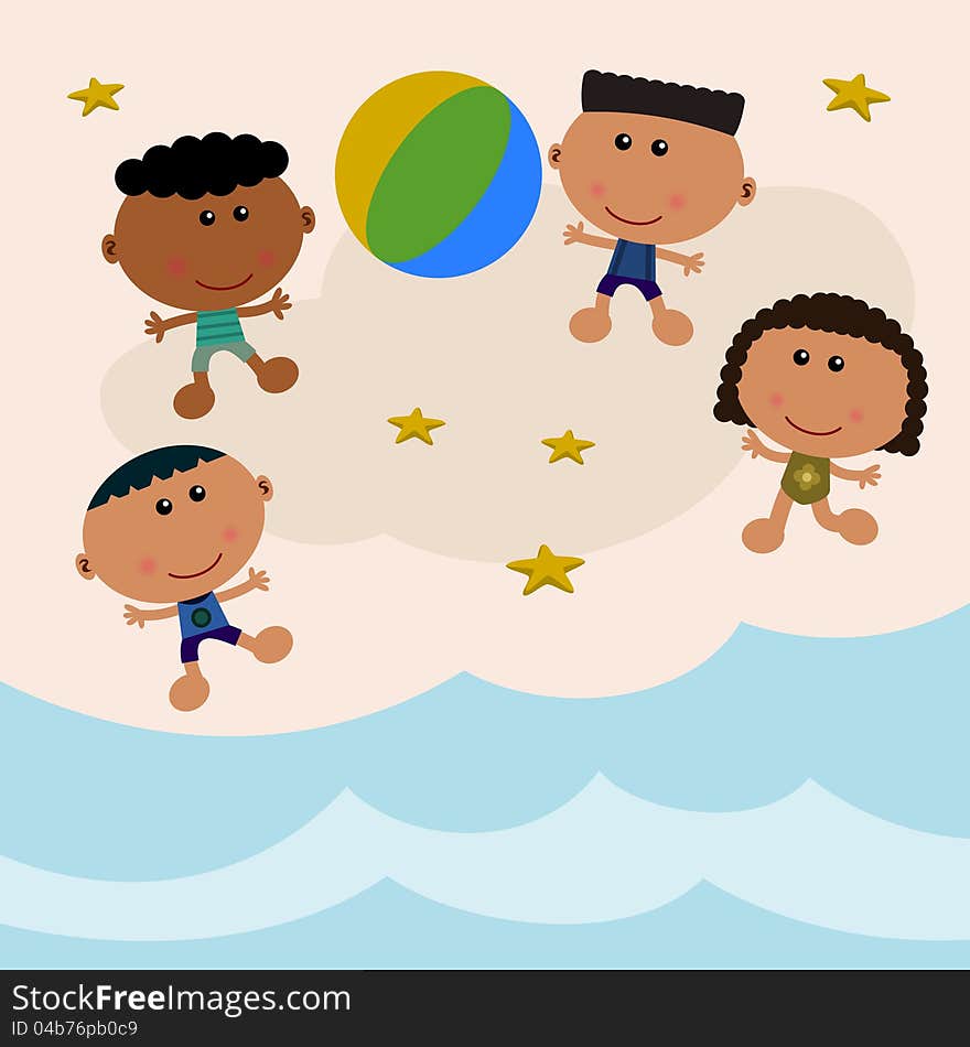 Beach Scene With Beach Ball