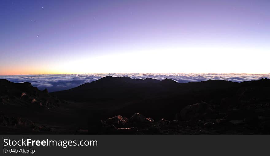 Minutes before sunrise at Haleakala Crater on Maui