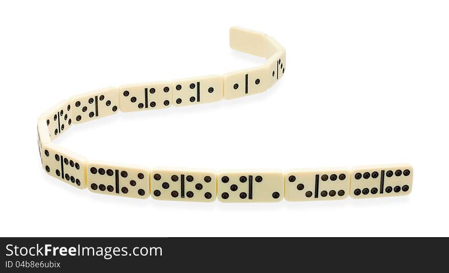 Dominoes lying in form of winding ribbon. Dominoes lying in form of winding ribbon