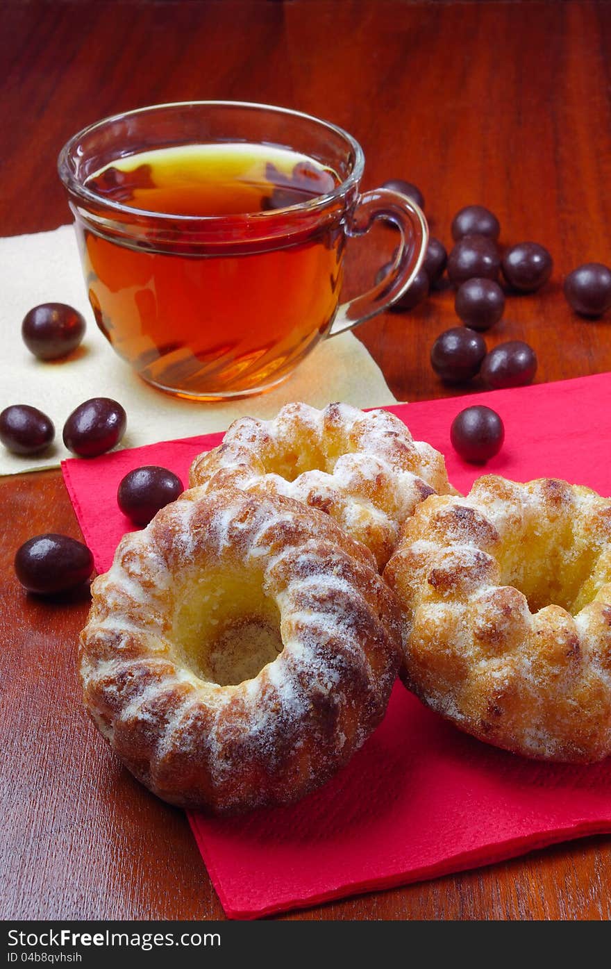 Sweet cupcakes and a cup of tea. Sweet cupcakes and a cup of tea