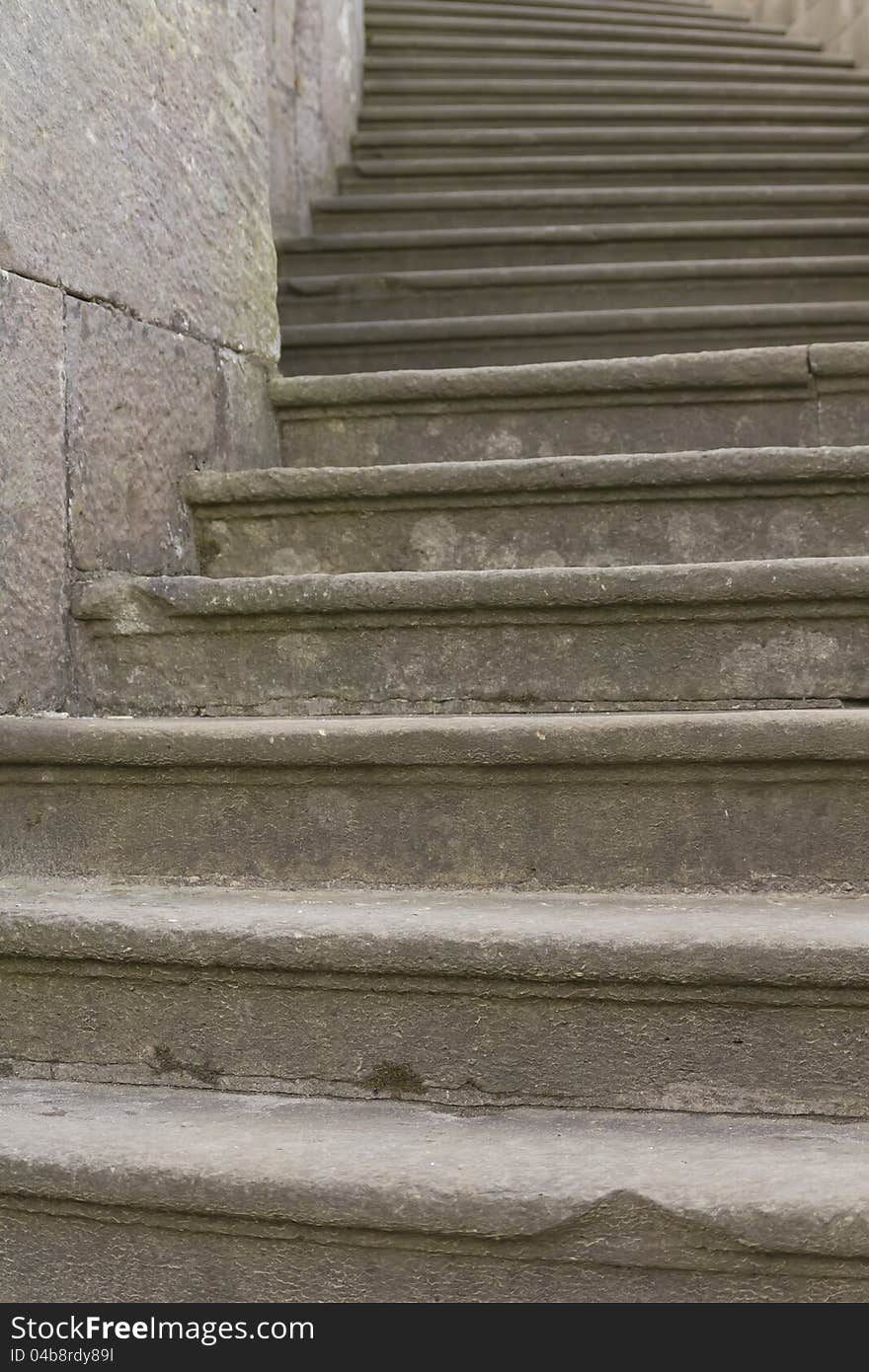 Old baroque stone steps curving to the left