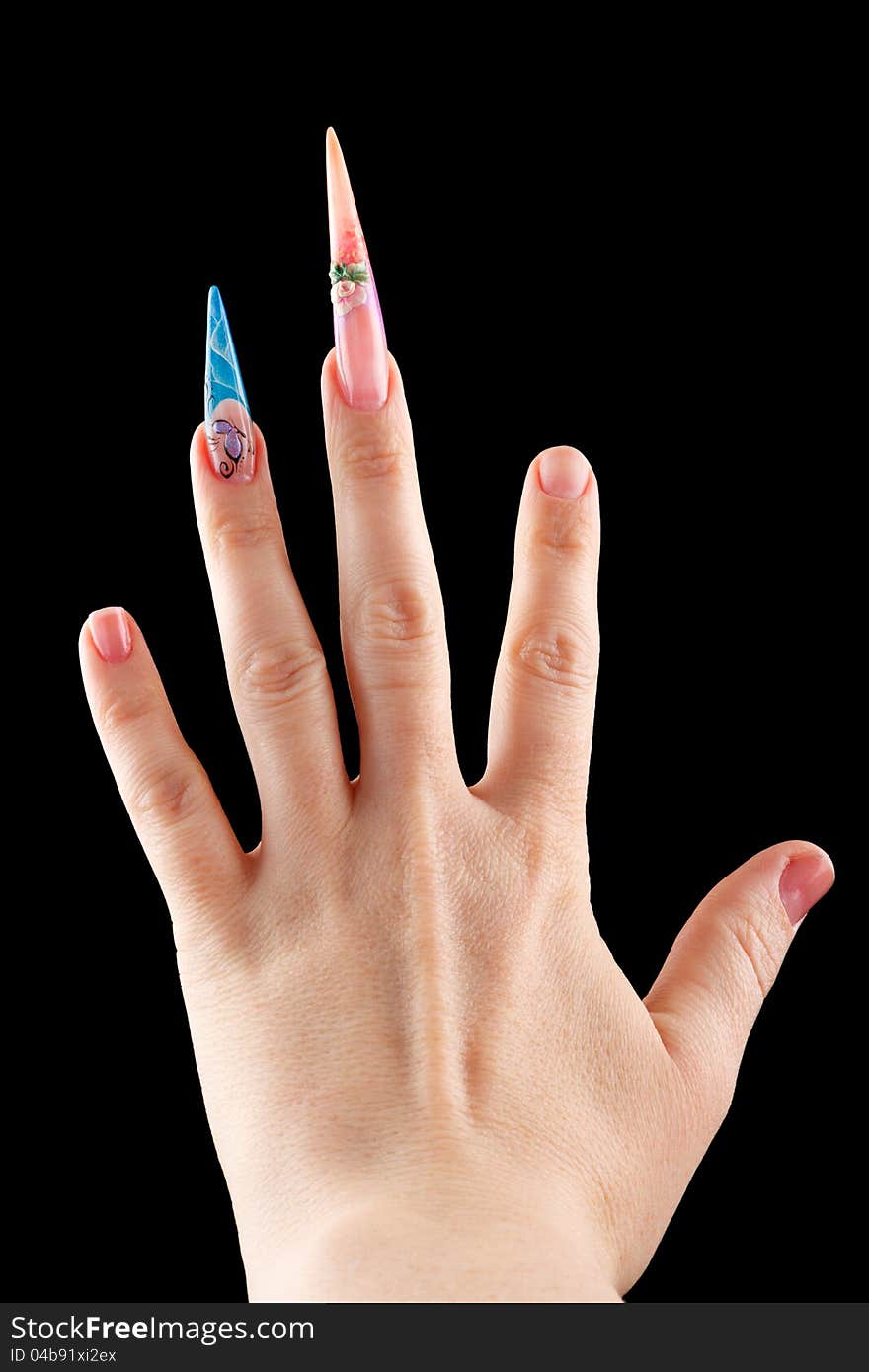 Hand showing nail art manicure