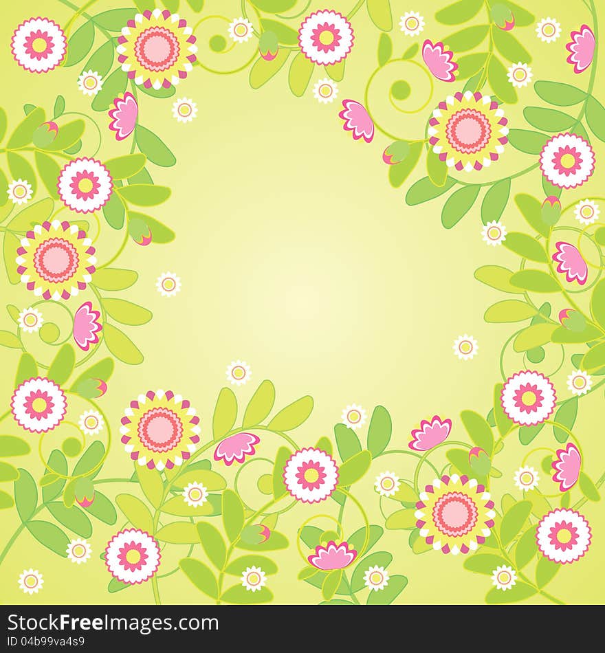 Fresh vector background with plants and flowers. Fresh vector background with plants and flowers