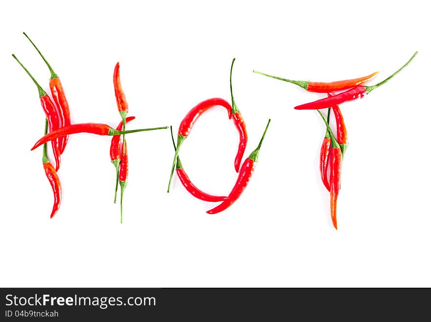 Red peppers in a word HOT